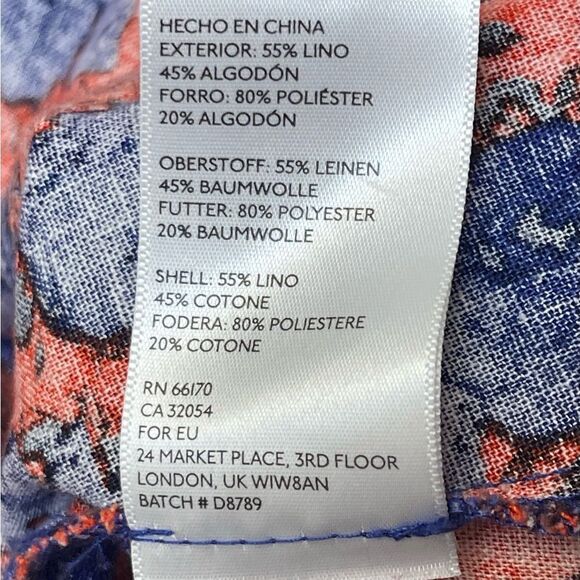 COPE Blue and Red Floral Dress Open Back Size M - Picture 6 of 7